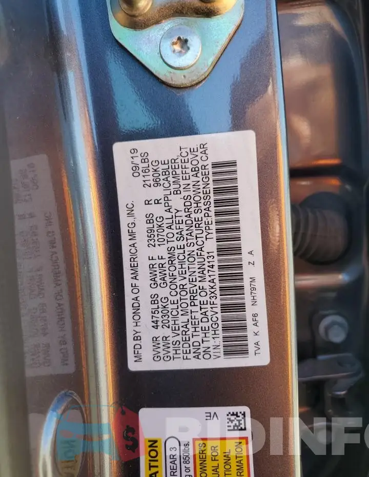 1HGCV1F3XKA174131 Photo# 12