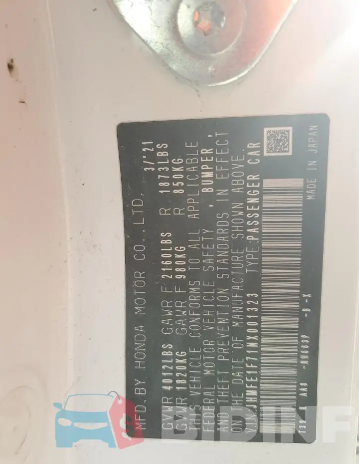 JHMFE1F71NX001323 Photo# 13