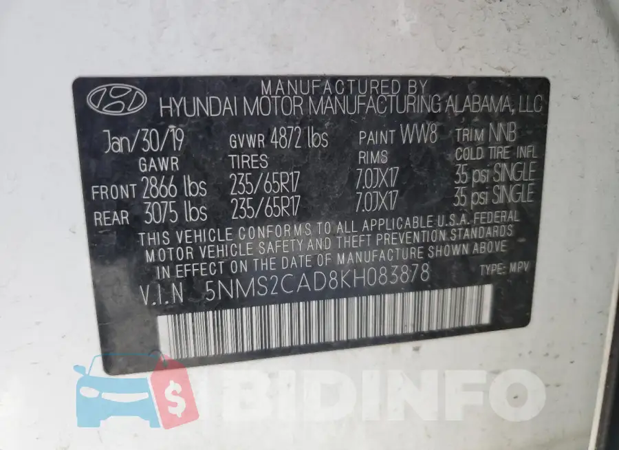 5NMS2CAD8KH083878 Photo# 13