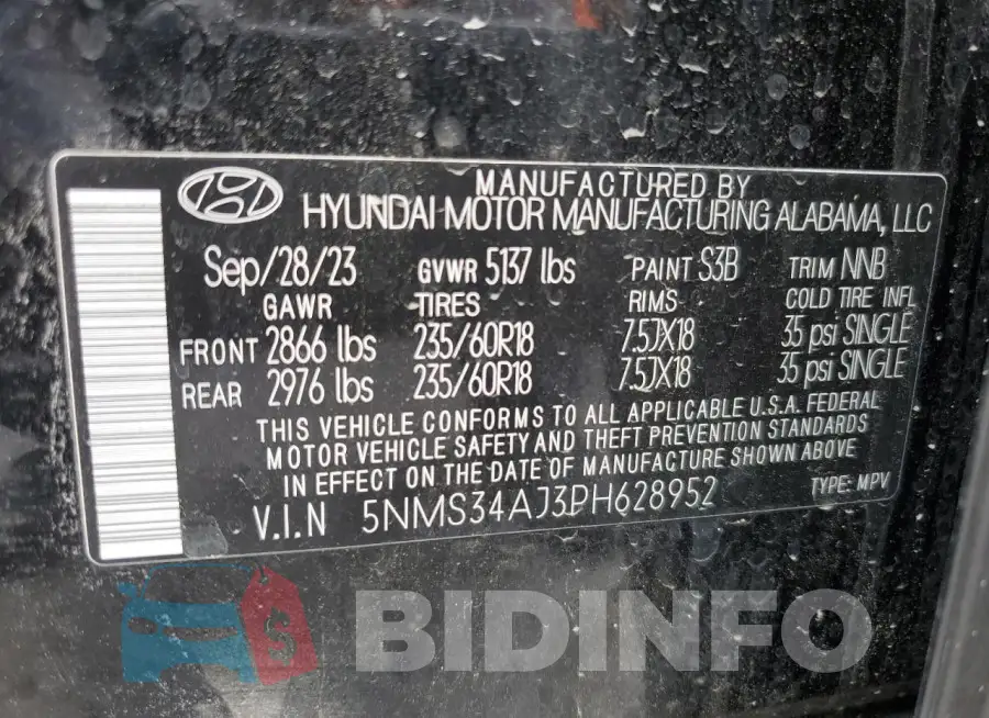 5NMS34AJ3PH628952 Photo# 11