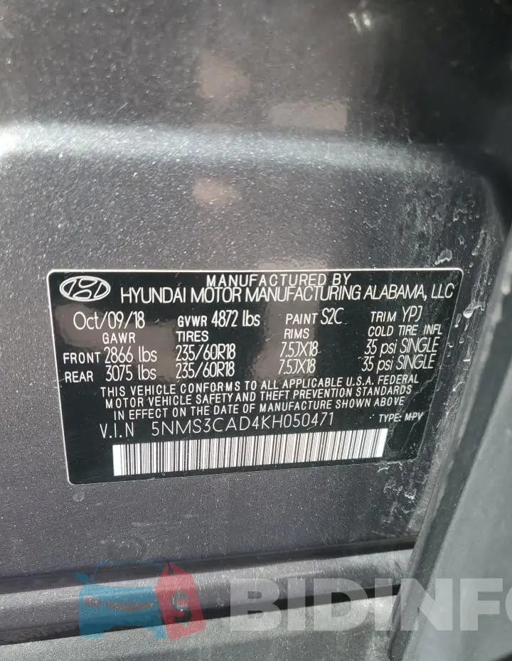 5NMS3CAD4KH050471 Photo# 13
