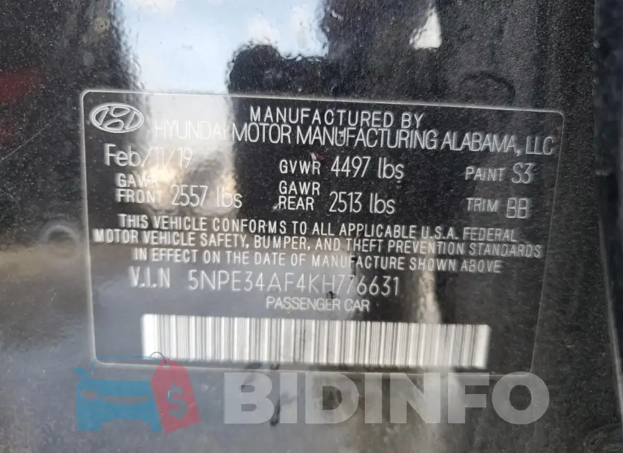 5NPE34AF4KH776631 Photo# 12