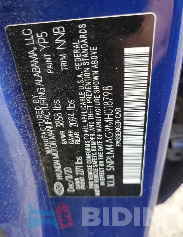 5NPLM4AG9MH018798 Photo# 12