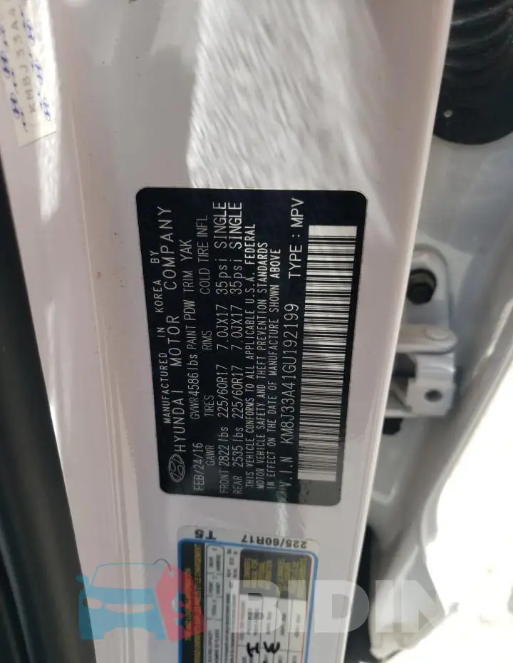 KM8J33A41GU192199 Photo# 13