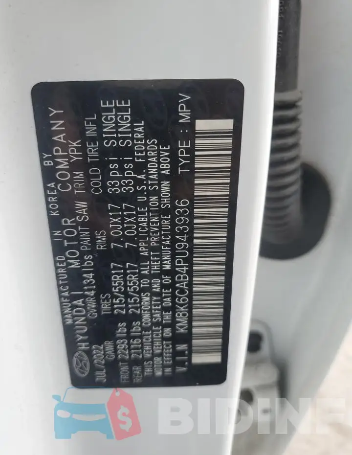 KM8K6CAB4PU943936 Photo# 13