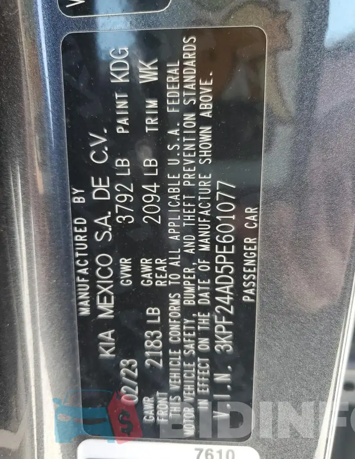 3KPF24AD5PE601077 Photo# 13