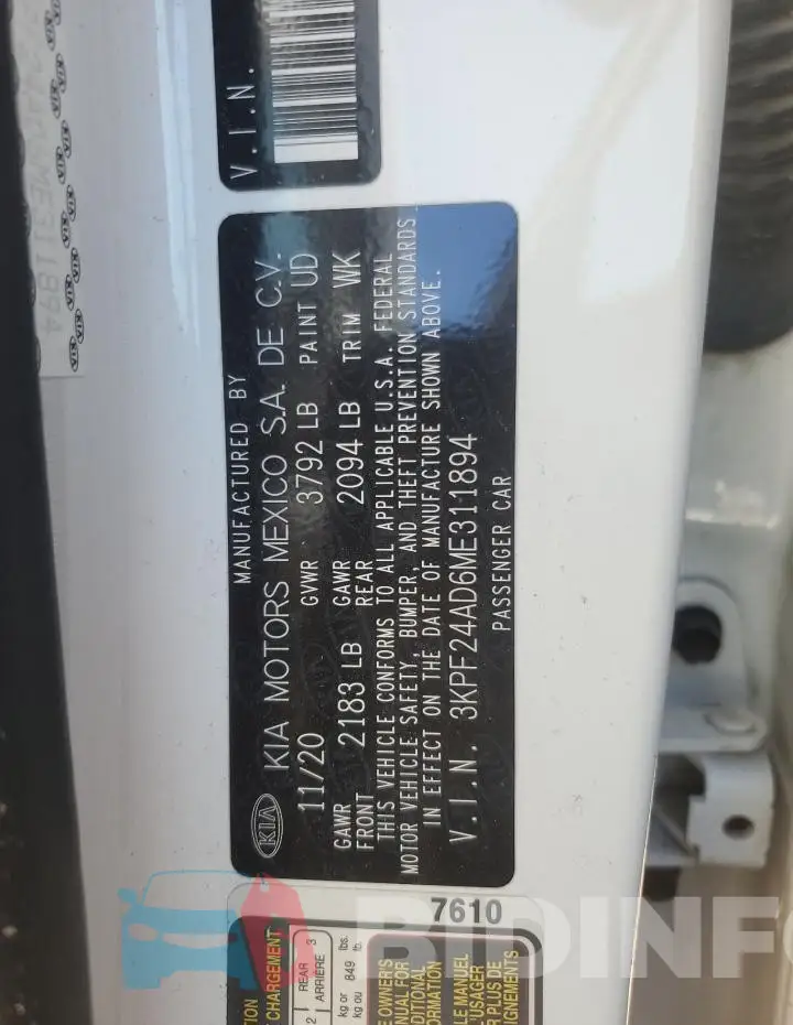 3KPF24AD6ME311894 Photo# 12