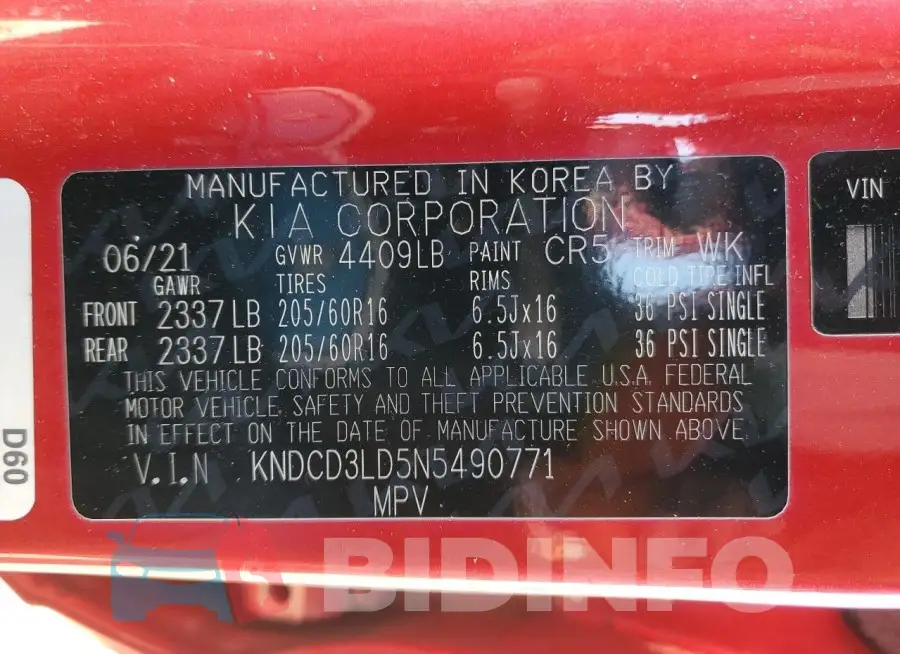 KNDCD3LD5N5490771 Photo# 12