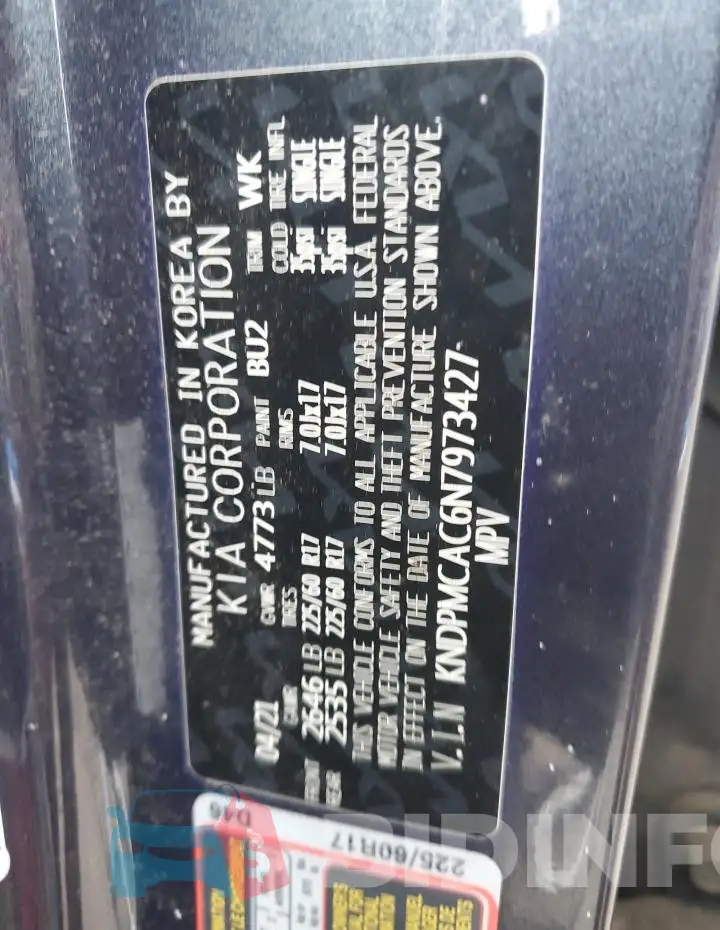 KNDPMCAC6N7973427 Photo# 13