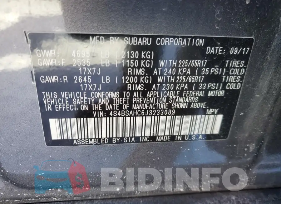 4S4BSAHC6J3233089 Photo# 12