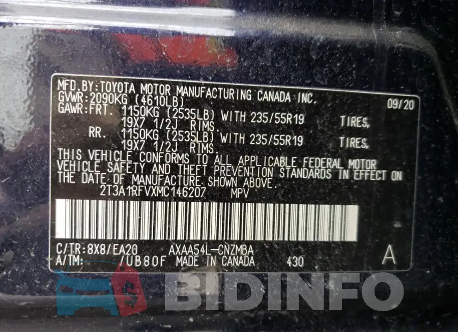 2T3A1RFVXMC146207 Photo# 13