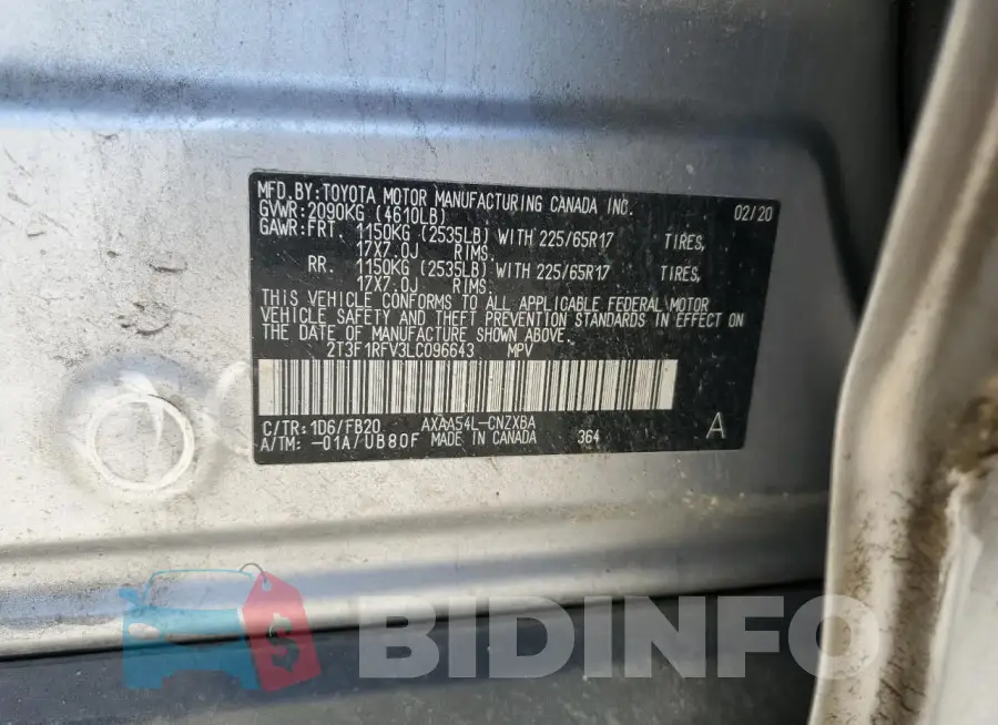 2T3F1RFV3LC096643 Photo# 13