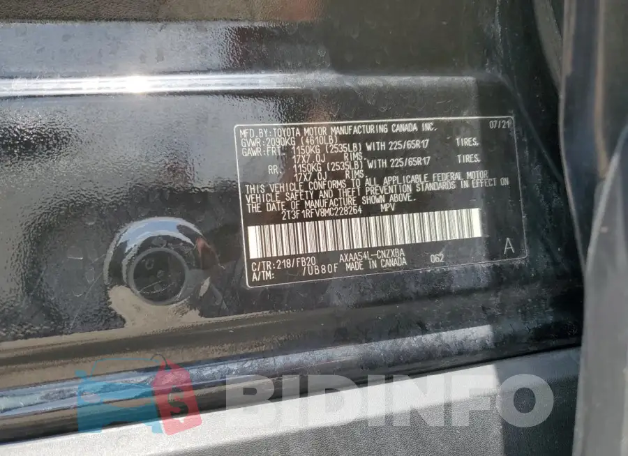 2T3F1RFV8MC228264 Photo# 13