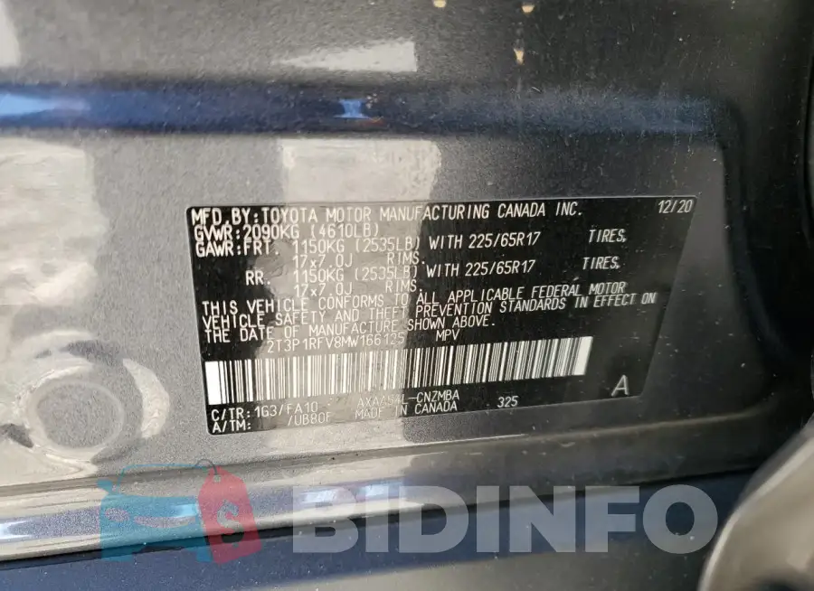 2T3P1RFV8MW166125 Photo# 13