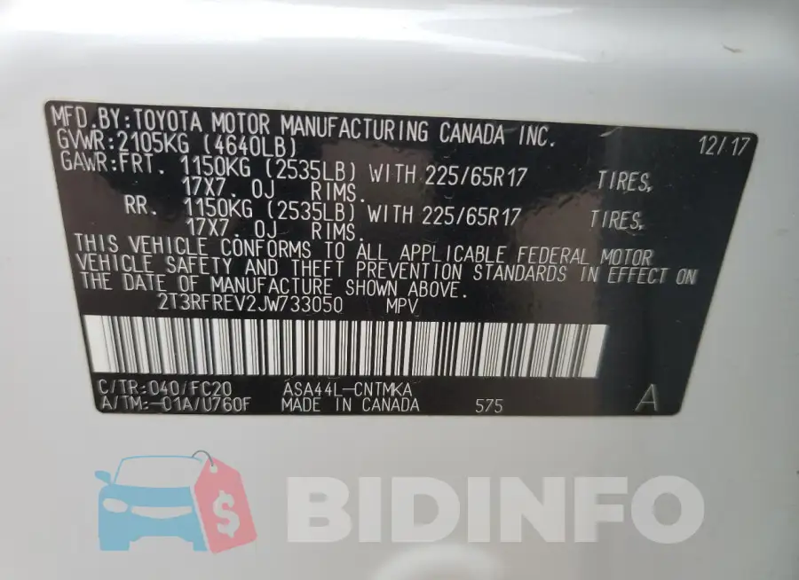 2T3RFREV2JW733050 Photo# 14