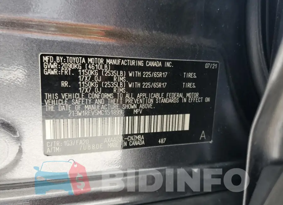 2T3W1RFV5MC151899 Photo# 14