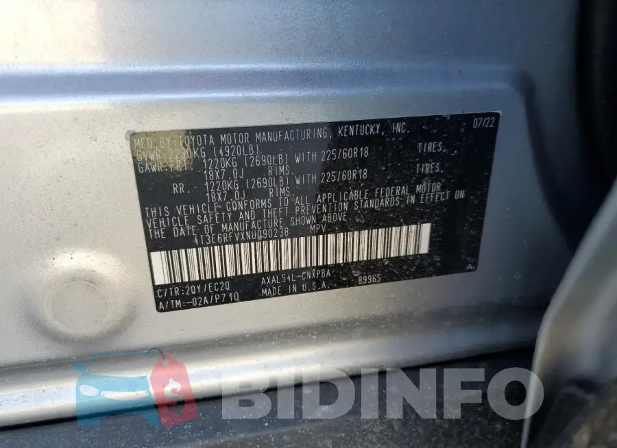 4T3E6RFVXNU090238 Photo# 13