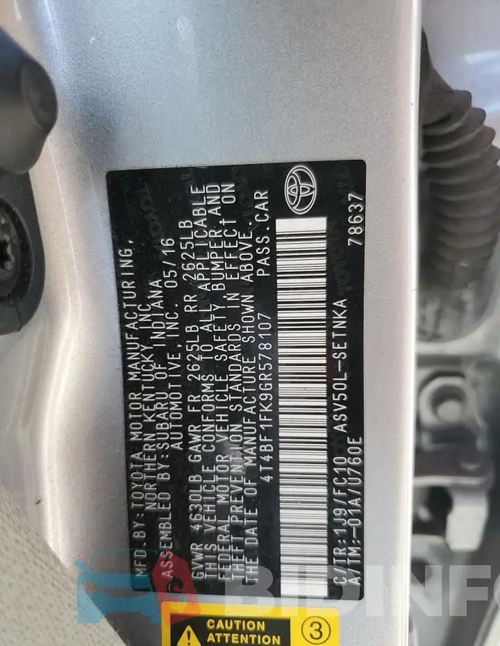 4T4BF1FK9GR578107 Photo# 13