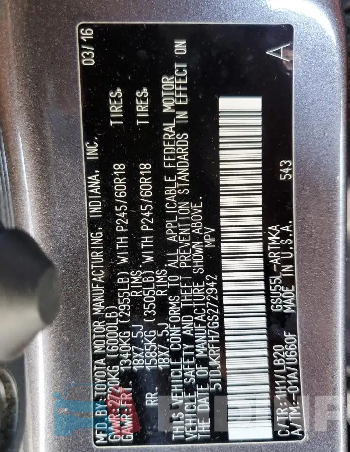 5TDJKRFH7GS272942 Photo# 13