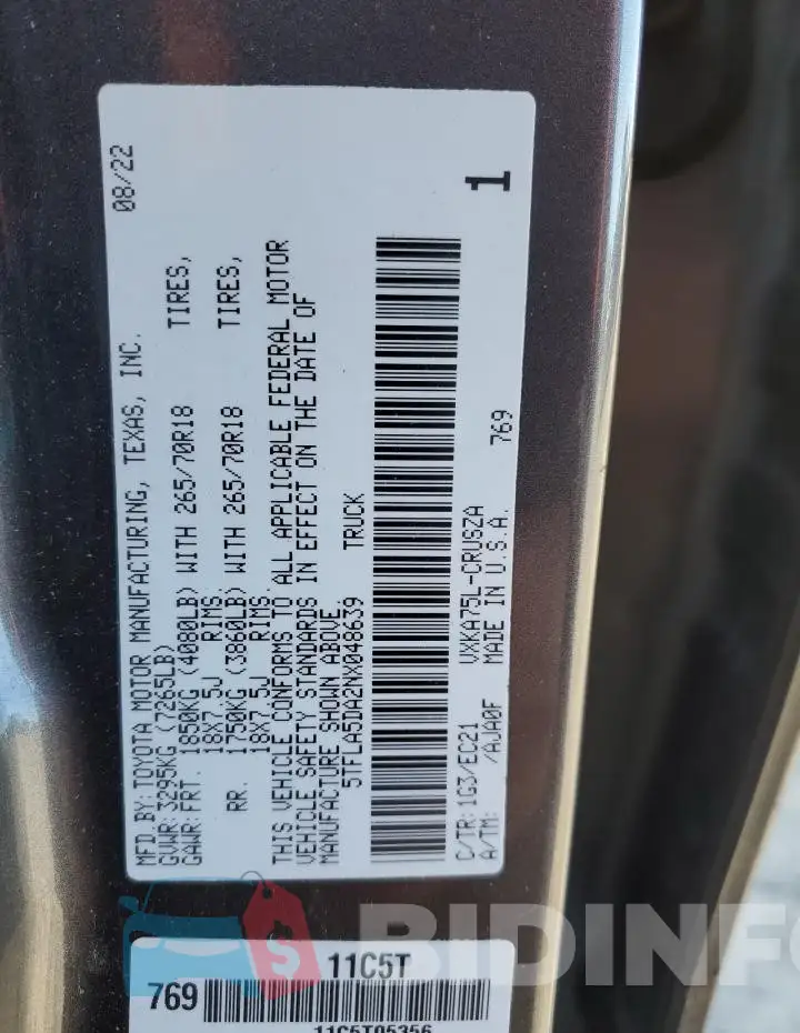 5TFLA5DA2NX048639 Photo# 12