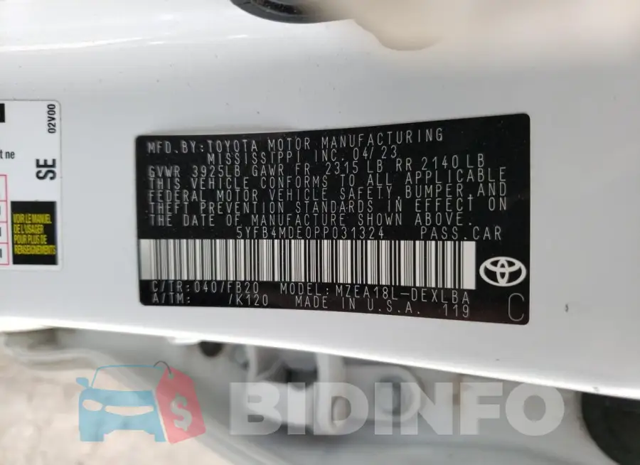 5YFB4MDE0PP031324 Photo# 13