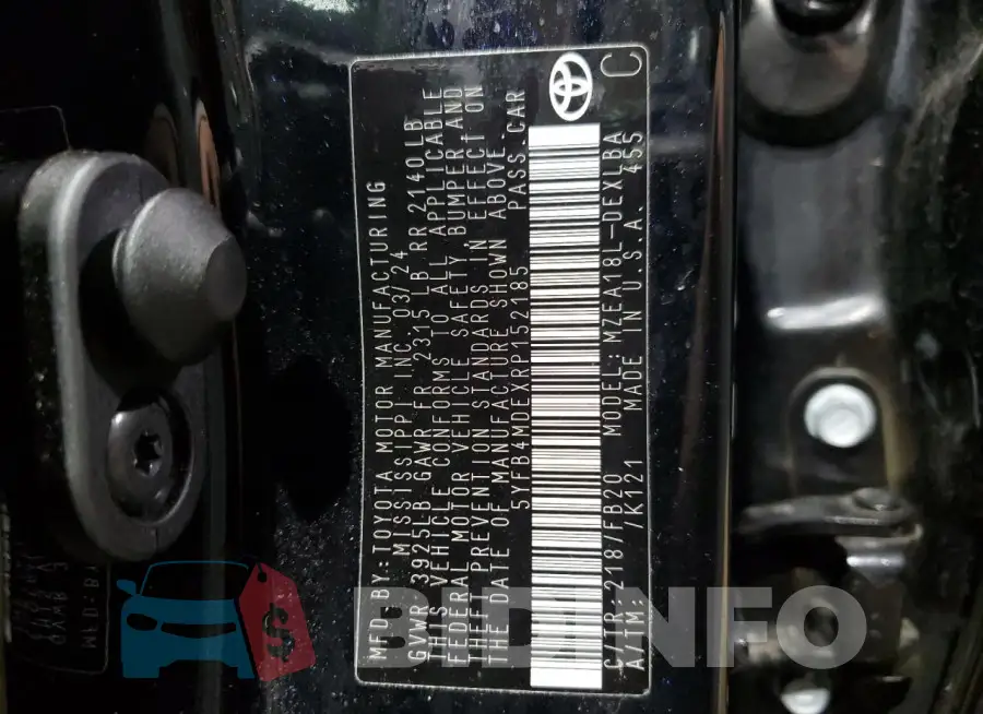 5YFB4MDEXRP152185 Photo# 13