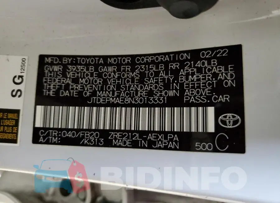 JTDEPMAE8N3013331 Photo# 13
