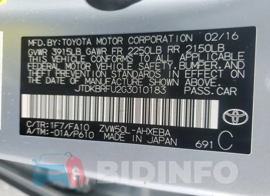 JTDKBRFU2G3010183 Photo# 12