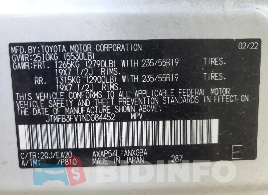 JTMFB3FV1ND084452 Photo# 13