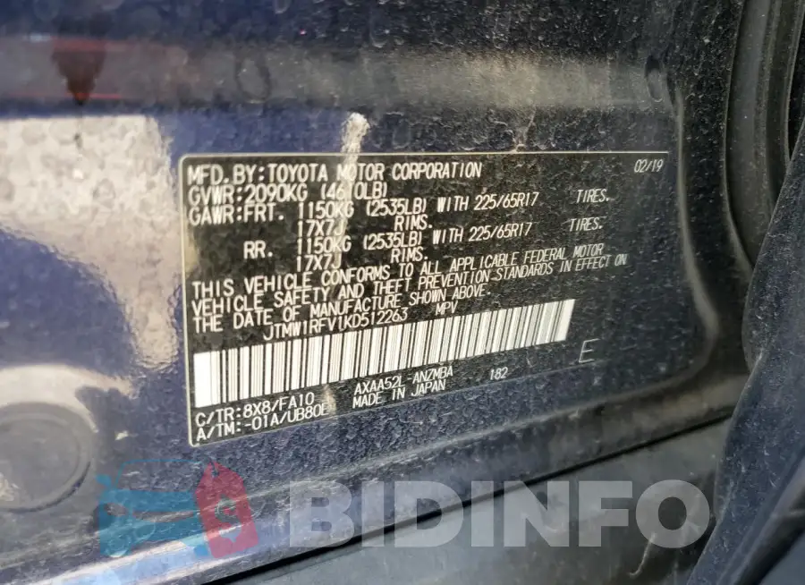 JTMW1RFV1KD512263 Photo# 14