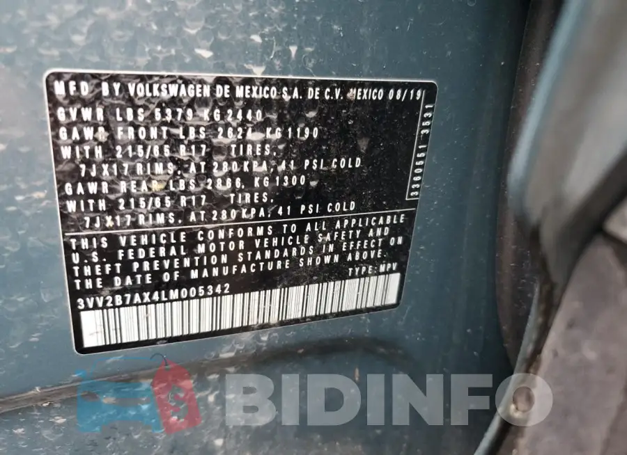 3VV2B7AX4LM005342 Photo# 14