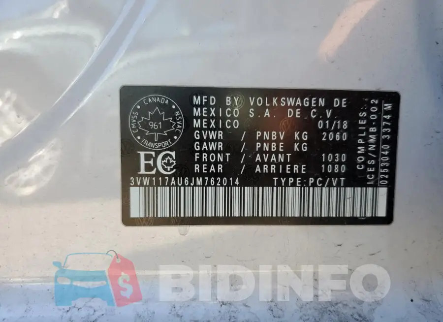 3VW117AU6JM762014 Photo# 13