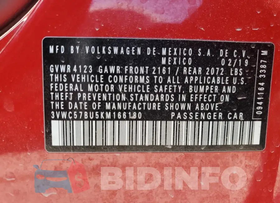 3VWC57BU5KM166180 Photo# 12