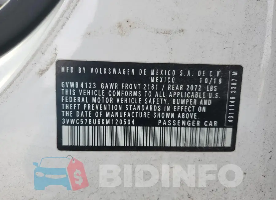 3VWC57BU6KM120504 Photo# 12