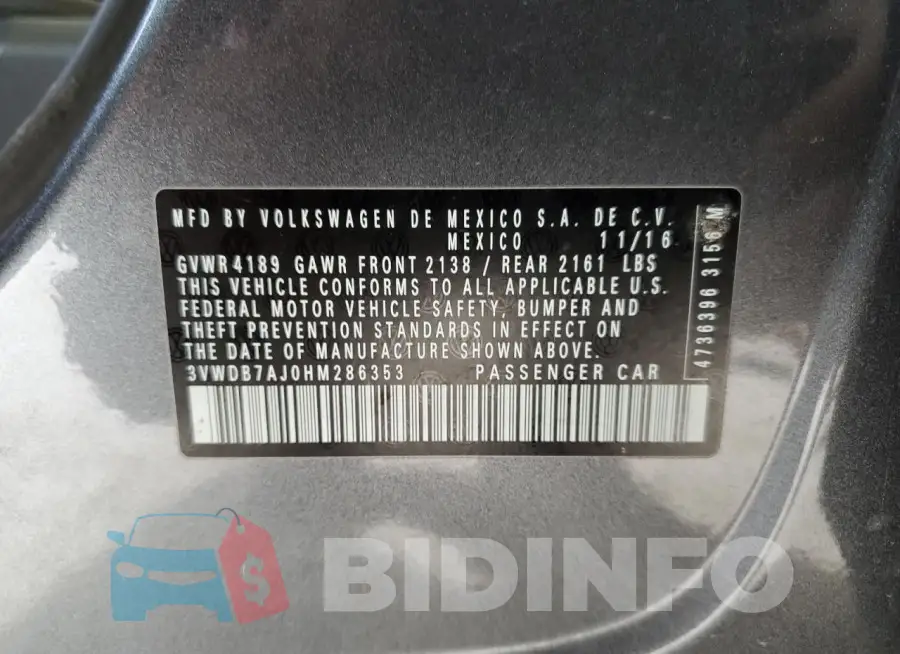 3VWDB7AJ0HM286353 Photo# 12