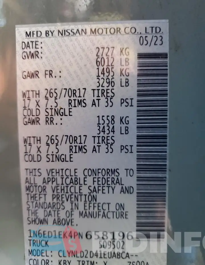 1N6ED1EK4PN658196 Photo# 13