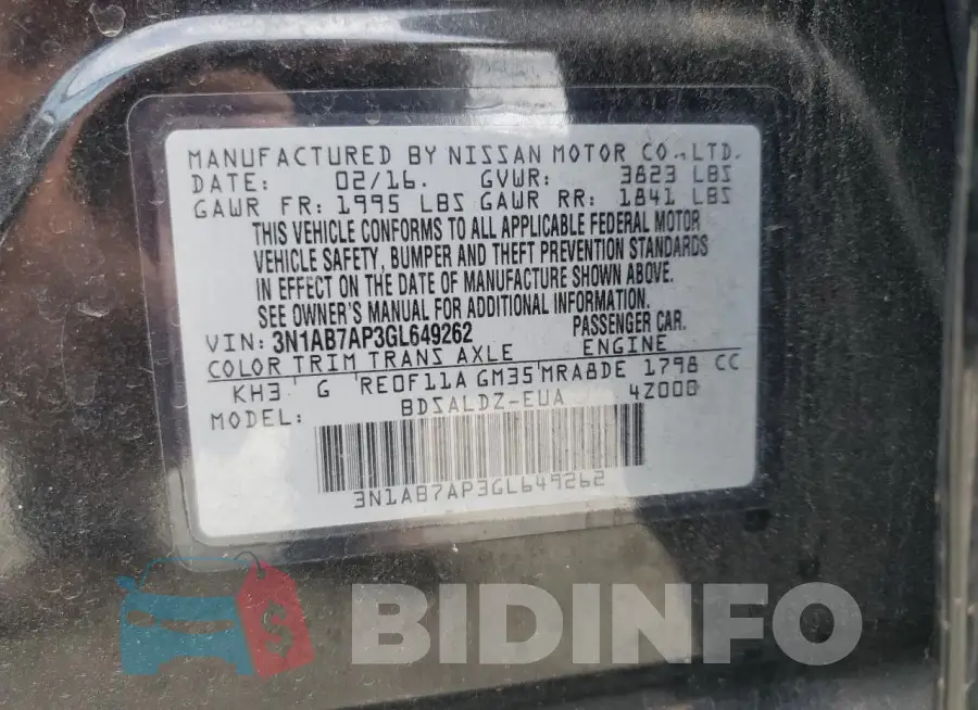 3N1AB7AP3GL649262 Photo# 12