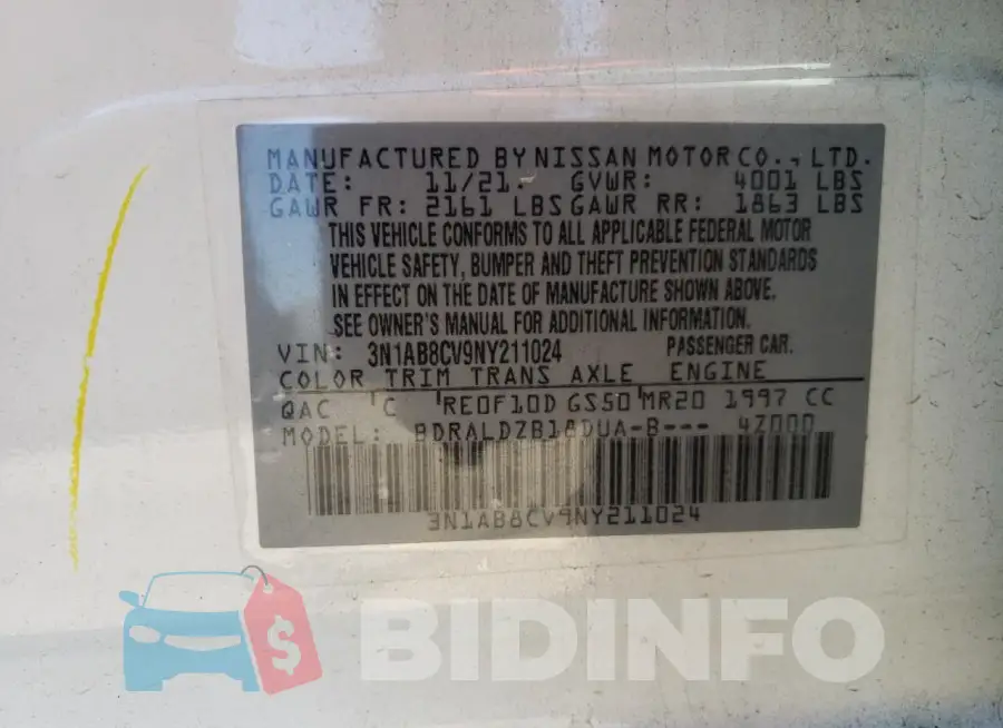 3N1AB8CV9NY211024 Photo# 12