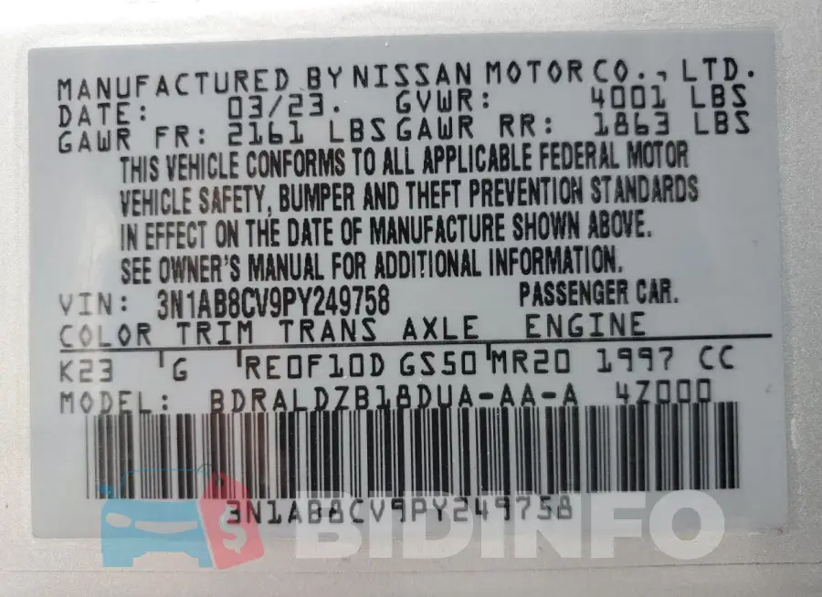 3N1AB8CV9PY249758 Photo# 14