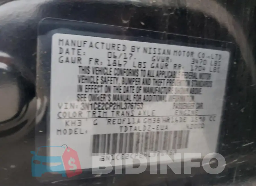 3N1CE2CP2HL376753 Photo# 12