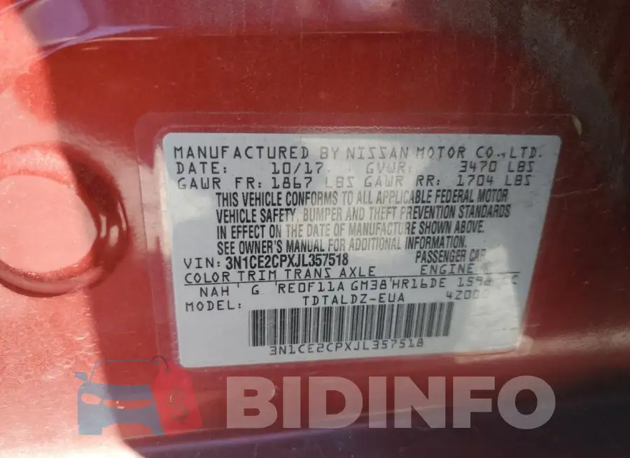 3N1CE2CPXJL357518 Photo# 12