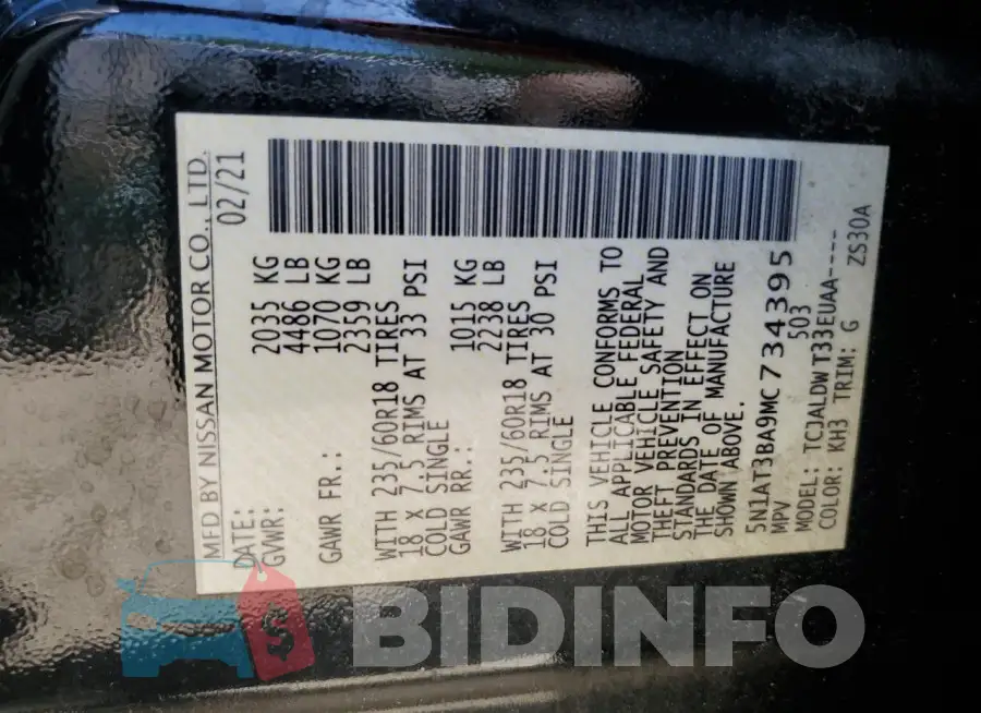 5N1AT3BA9MC734395 Photo# 13