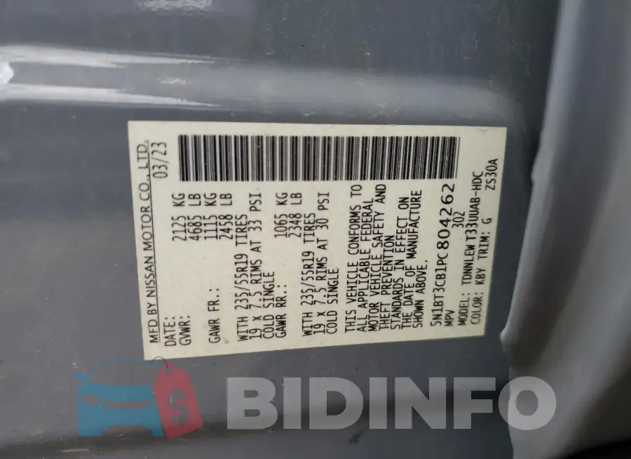 5N1BT3CB1PC804262 Photo# 13