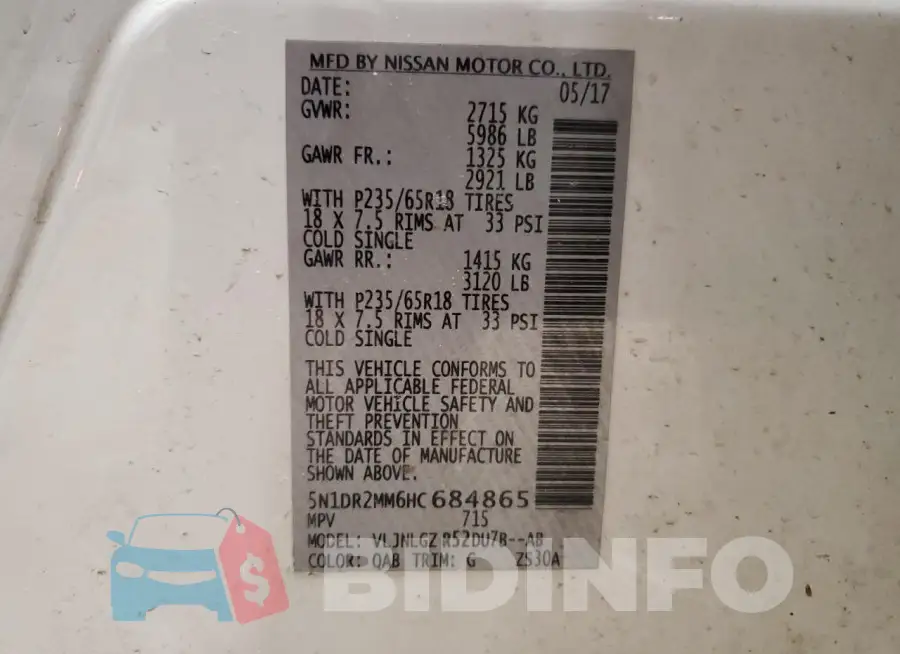 5N1DR2MM6HC684865 Photo# 13