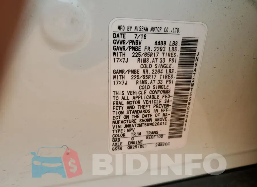 JN8AT2MT5GW020414 Photo# 13