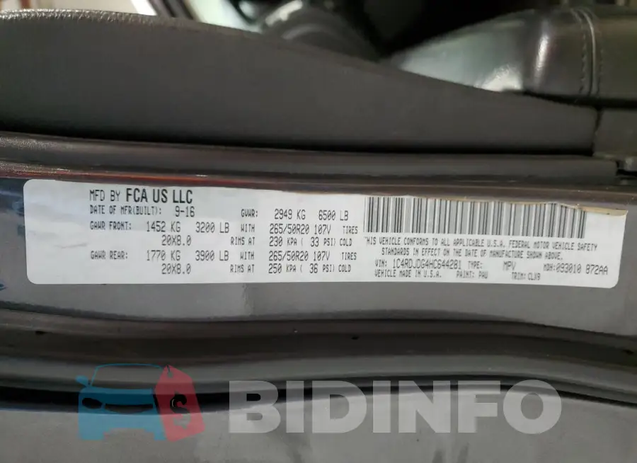 1C4RDJDG4HC644281 Photo# 13