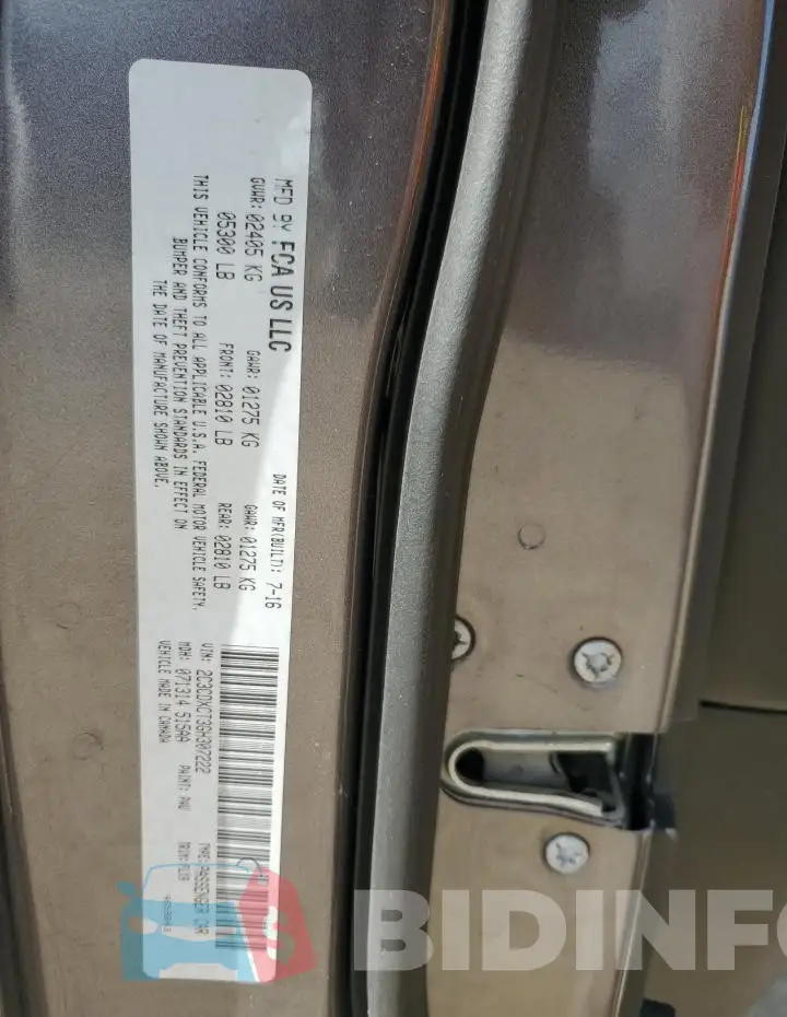 2C3CDXCT3GH307222 Photo# 12