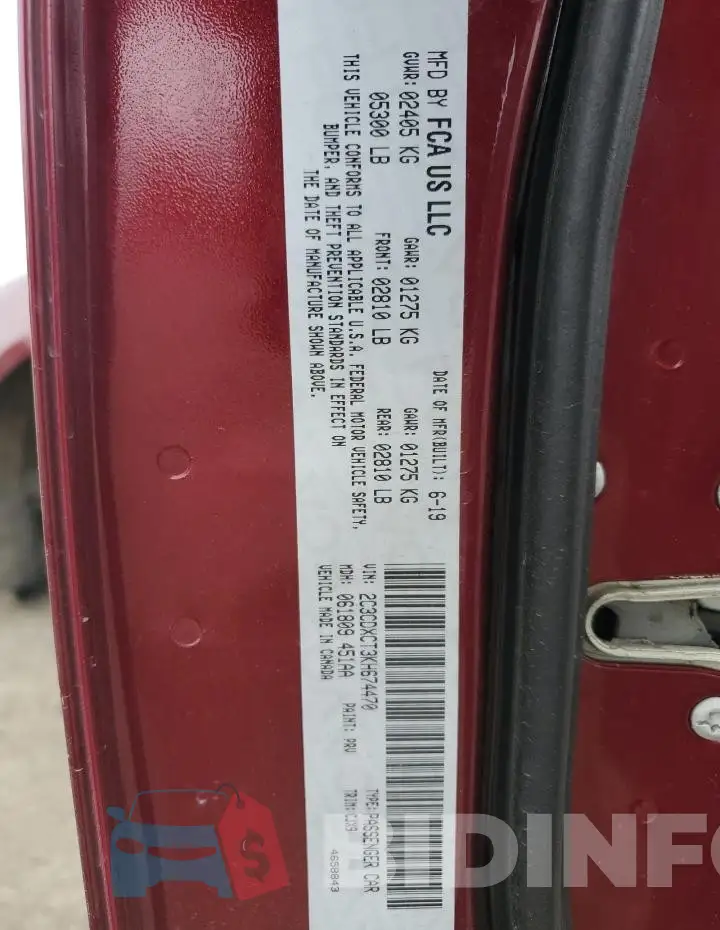 2C3CDXCT3KH674470 Photo# 13