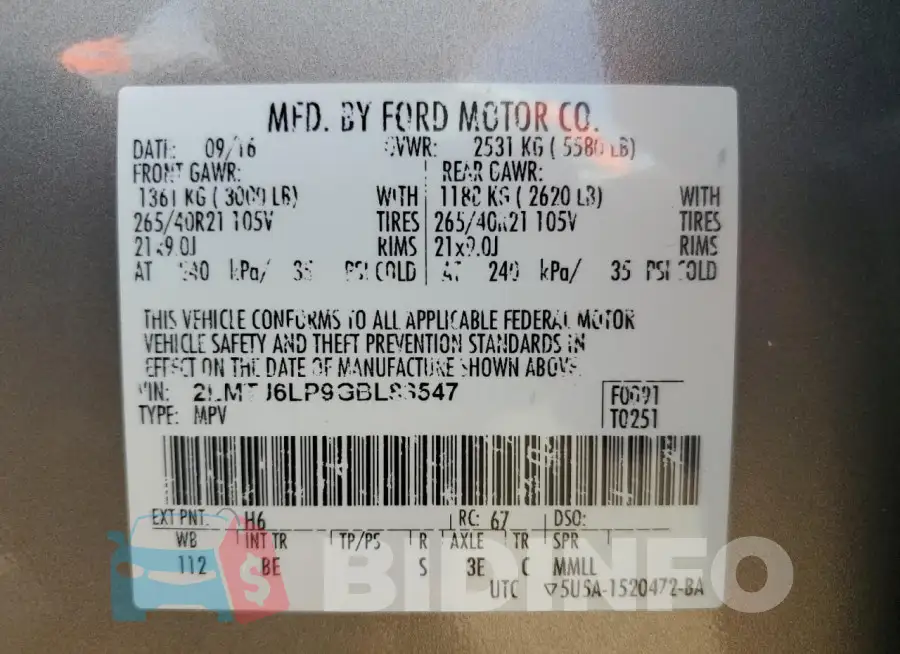 2LMTJ6LP9GBL83547 Photo# 14