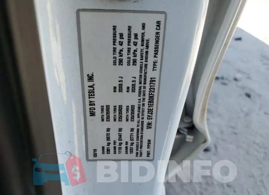 5YJ3E1EB0KF231791 Photo# 12